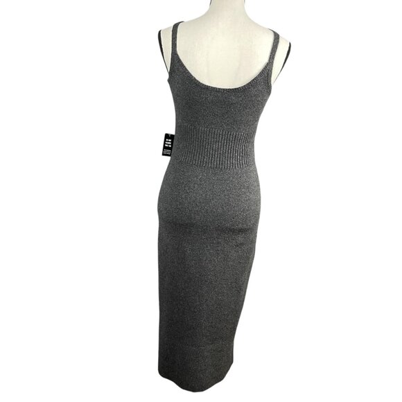 Express Women’s Strappy Ribbed Knit Midi Dress Medium Charcoal Gray Bodycon NWT - Picture 6 of 10